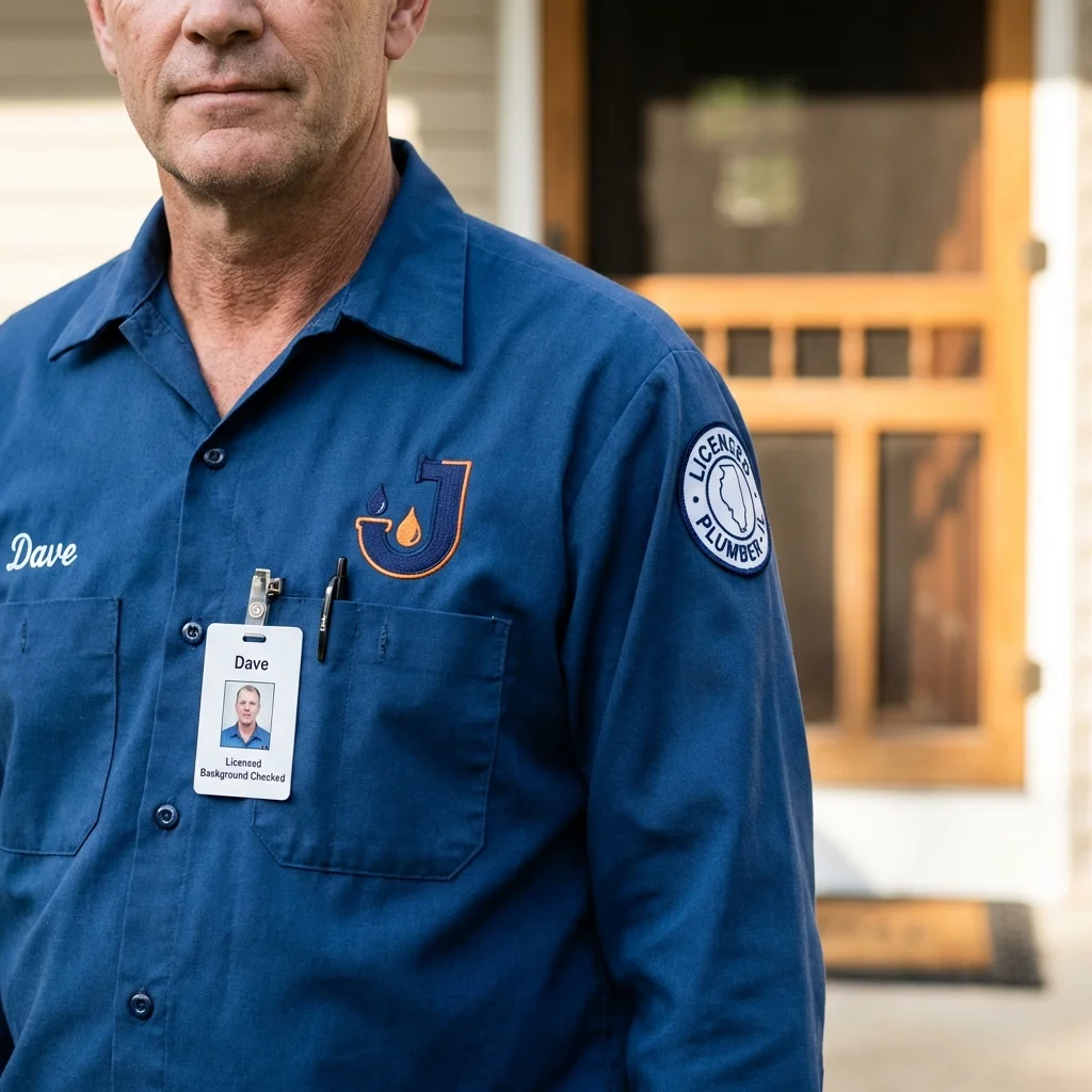 Licensed plumber showing ID badge in Trumansburg, NY