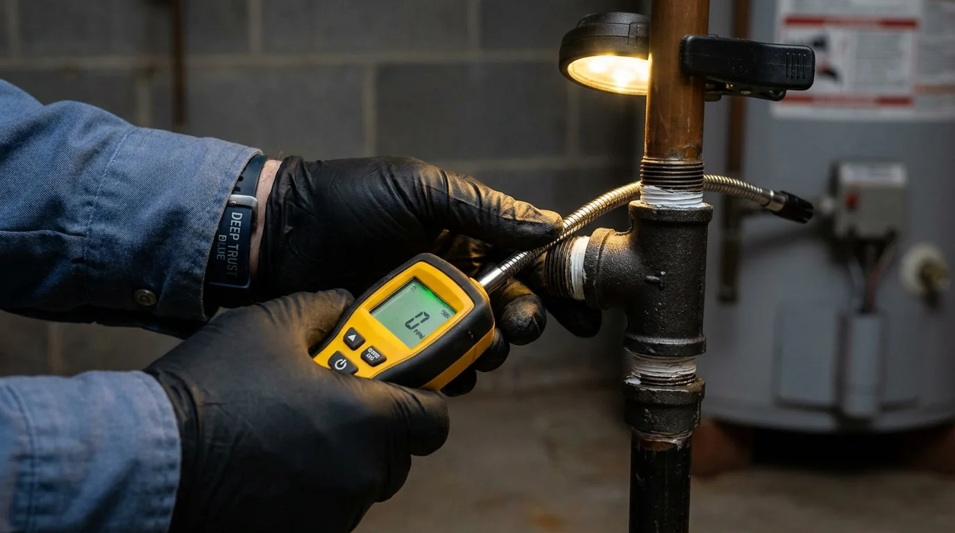 Gas leak detection with electronic sniffer by Johns Plumbing LLC in Trumansburg