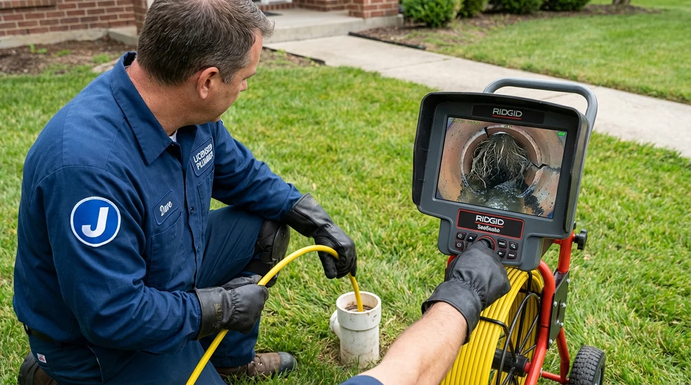 Sewer camera inspection being performed by Johns Plumbing LLC in Trumansburg